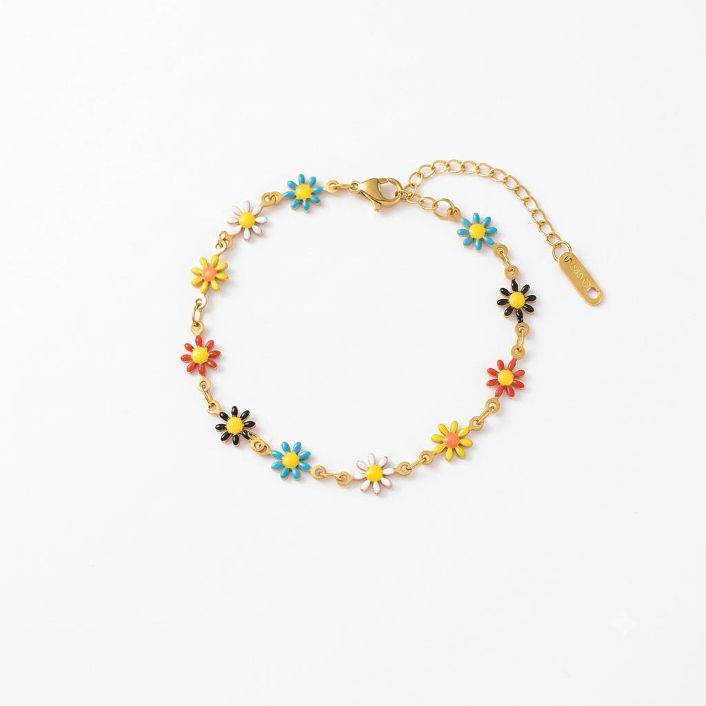 Buntes Flora Armband 18 Karat vergoldet