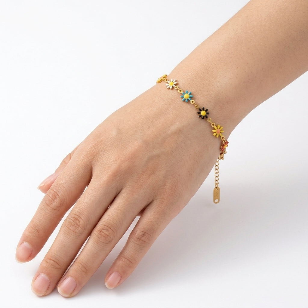Buntes Flora Armband 18 Karat vergoldet