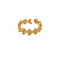 Filigraner Blätter Ring Gold mit Zirkonia 18K vergoldet