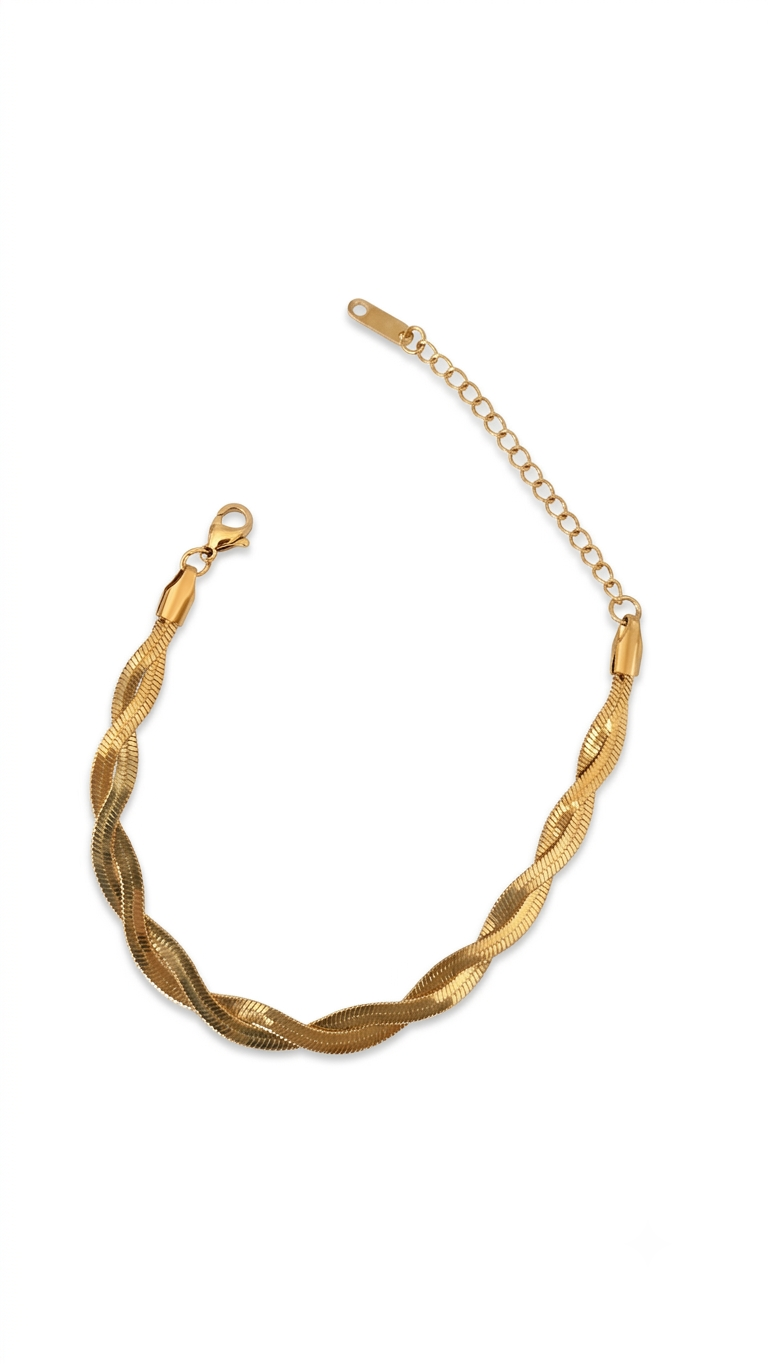 Gedrehtes Schlangenarmband in 18k vergoldet