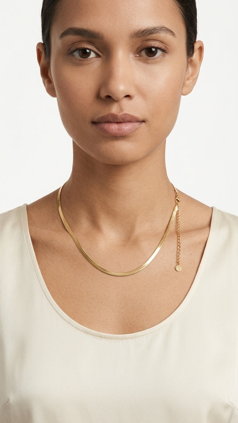 Herringbone Halskette 18k vergoldet