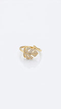 Monstera Blatt-Ring Gold mit Glitzer-Zirkonia 18K vergoldet