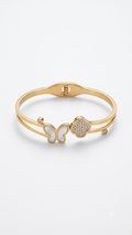 Schmetterling & Kleeblatt Armreif Perlmutt-Optik & Zirkonia 18k Goldbeschichtung