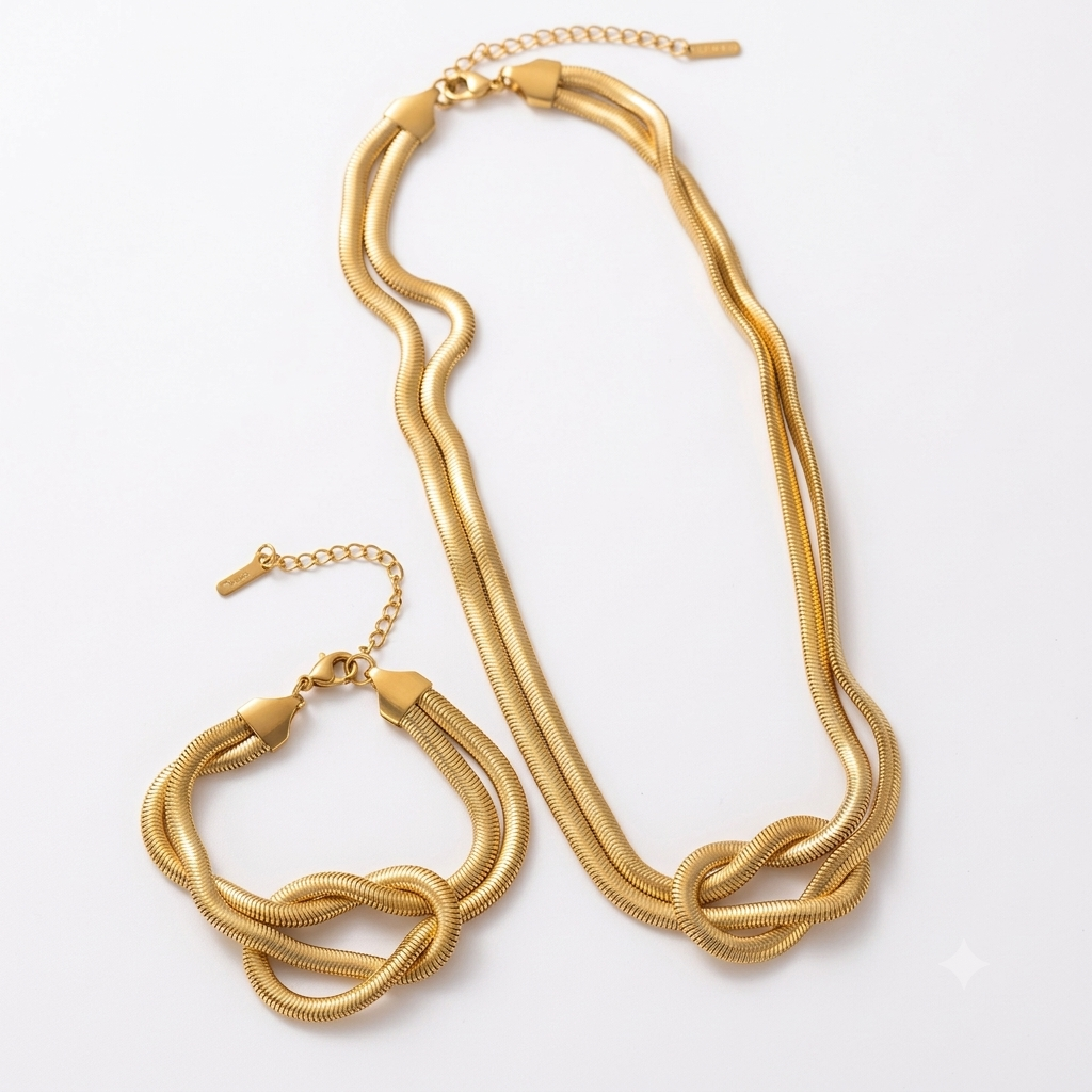Schmuck-Set Knoten der Ewigkeit 18K vergoldet