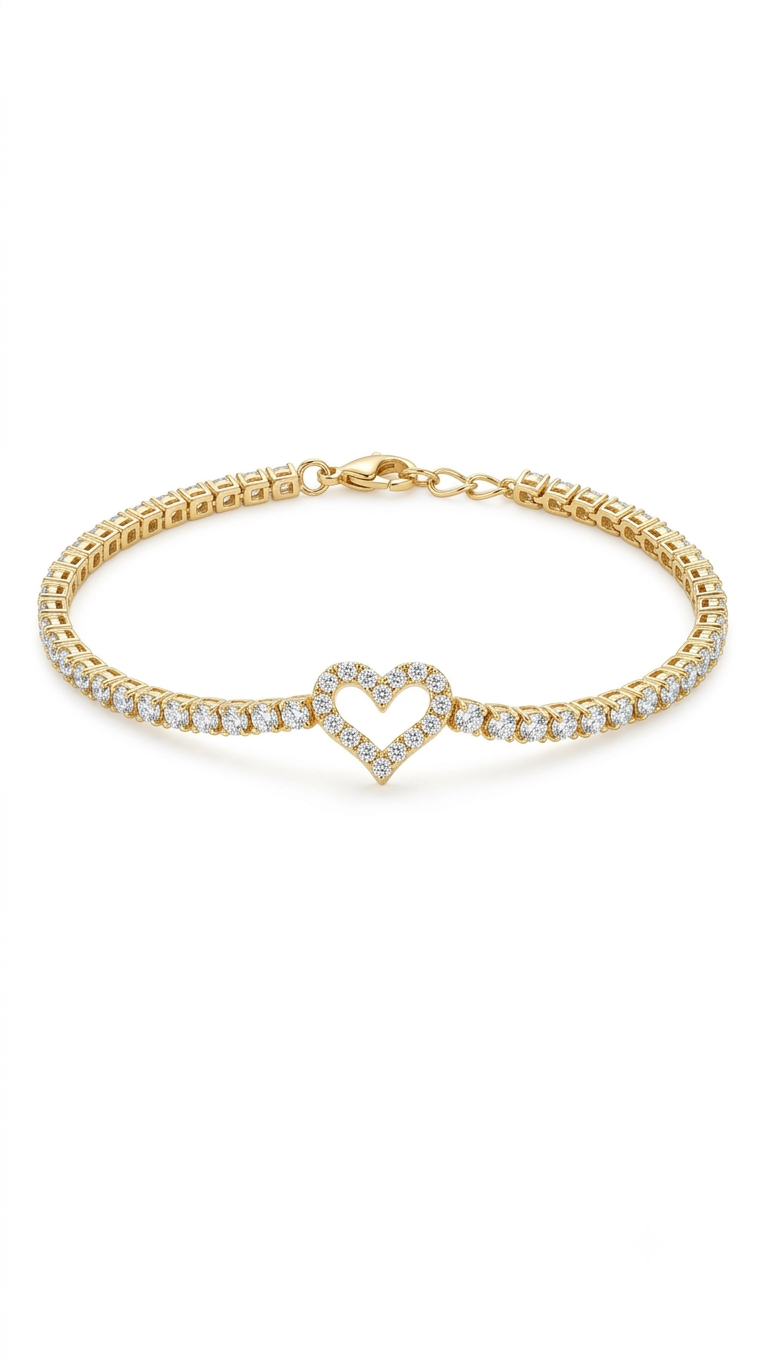 Zirkonia Herz Armband 16K vergoldet