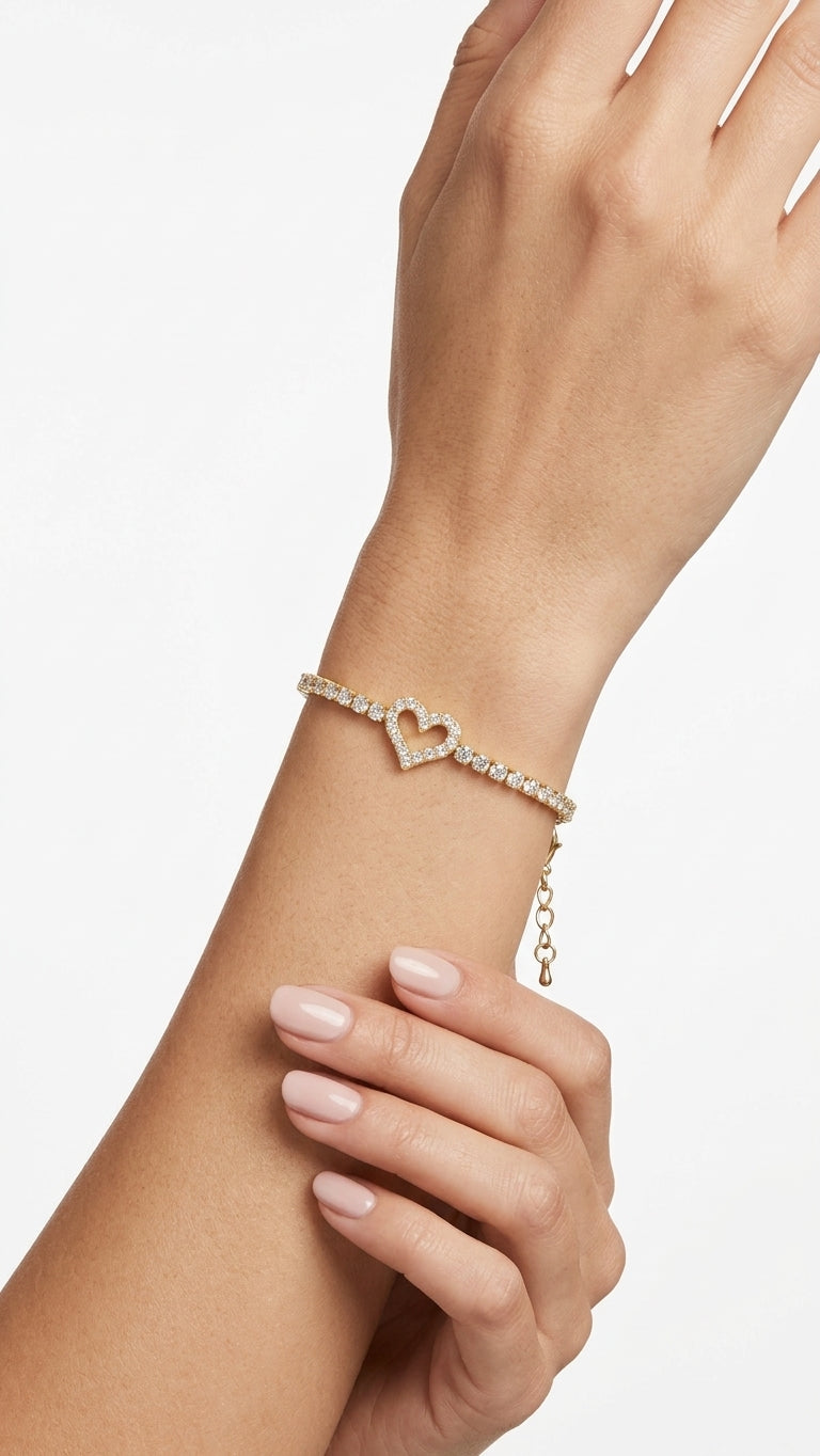 Zirkonia Herz Armband 16K vergoldet
